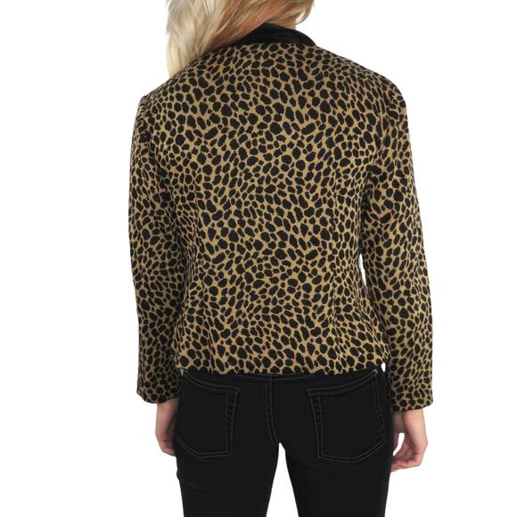 90s Vintage Leopard Print Blazer Jacket Retro Medium Leslie Fay Jacke - Picture 4 of 5